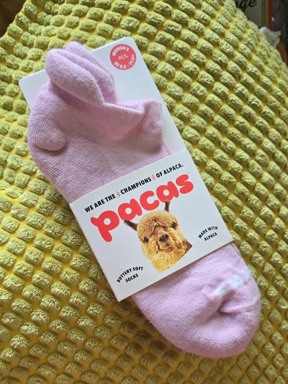 NWT PACAS Liliac Pink Alpaca-Blend Socks - LOW CUT HEEL TAB Women's M/L